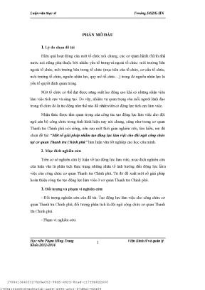 Một số giải pháp nhằm tạo động lự làm việ ho đội ngũ ông hứ tại ơ quan thanh tra chính phủ
