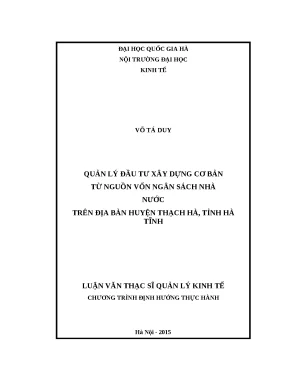 Luận văn quản lý đầu tư xây dựng cơ bản từ nguồn vốn ngân sách nhà nước trên địa bàn huyện thạch hà tỉnh hà tĩnh