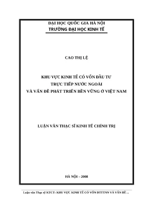 Luận văn khu vực kinh tế có vốn đầu tư nước ngoài và vấn đề phát triển bền vững ở việt nam