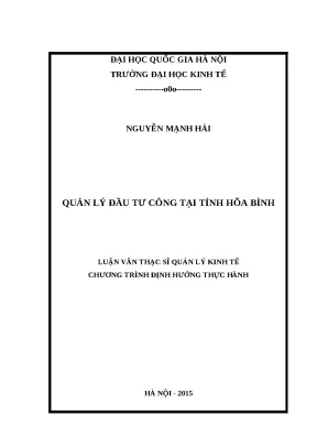 Luận văn quản lý đầu tư công tại tỉnh hòa bình