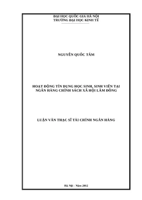 Luận văn hoạt động tín dụng học sinh sinh viên tại ngân hàng chính sách xã hội lâm đồng