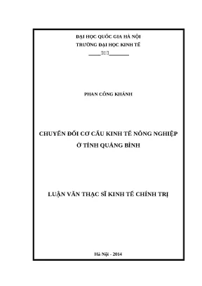 Luận văn chuyển đổi cơ cấu kinh tế nông nghiệp ở tỉnh quảng bình