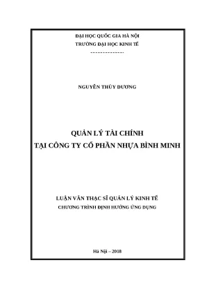 Luận văn quản lý tài chính tại công ty cổ phần nhựa bình minh