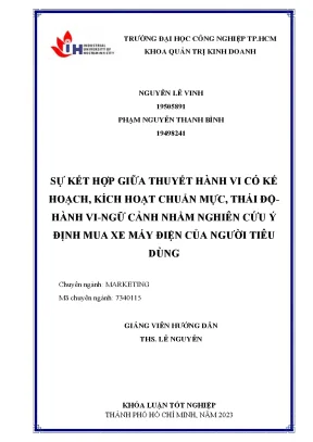 Sự kết hợp giữa thuyết hành vi có kế hoạch kích hoạt chuẩn mực thái độ hành vi ngữ cảnh nhằm nghiên cứu ý định mua xe máy điện của người tiêu dùng