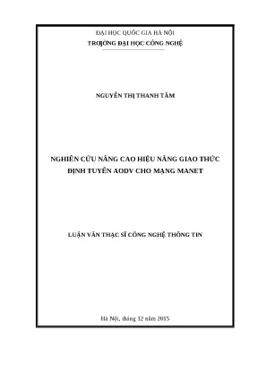 Luận văn nghiên cứu nâng cao hiệu năng giao thức định tuyến aodv cho mạng manet