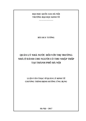 Luận văn quản lý nhà nước đối với thị trường nhà ở dành cho người có thu nhập thấp tại thành phố hà nội