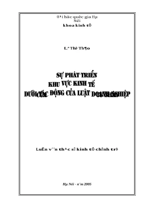 Luận văn sự phát triển của khu vực kinh tế tư nhân dưới tác động của luật doanh nghiệp