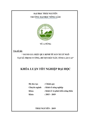 Khóa luận tốt nghiệp đánh giá hiệu quả kinh tế sản xuất cây ngô tại địa bàn xã trịnh tường huyện bát xát tỉnh lào cai