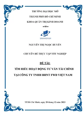Tìm hiểu hoạt động tư vấn tài chính tại công ty tnhh bảo hiểm nhân thọ fwd việt nam
