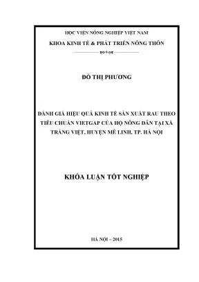 Khóa luận tốt nghiệp đánh giá hiệu quả kinh tế sản xuất rau theo tiêu chuẩn vietgap của hộ nông dân tại xã tráng việt huyện mê linh tp hà nội