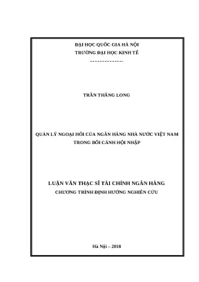 Luận văn quản lý ngoại hối của ngân hàng nhà nước việt nam trong bối cảnh hội nhập