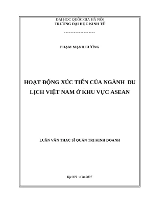 Luận văn hoạt động xúc tiến của ngành du lịch việt nam ở khu vực asean
