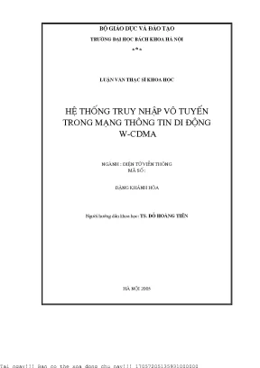 Hệ thống truy nhập vô tuyến trong mạng thông tin di động w cdma