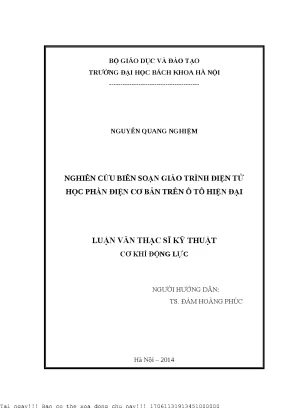 Nghiên ứu biên soạn giáo trình điện tử họ phần hệ thống điện ơ bản trên ô tô hiện đại
