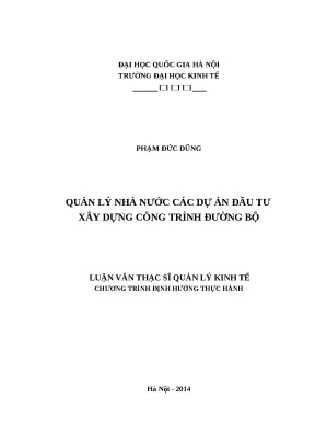 Luận văn quản lý nhà nước các dự án đầu tư xây dựng công trình đường bộ