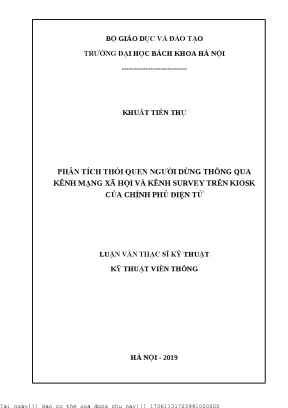 Phân tíh thói quen người dùng thông qua kênh mạng xã hội và kênh survey trên kiosk ủa hính phủ điện tử