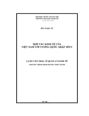 Luận văn hợp tác kinh tế của việt nam với vương quốc arập xêut