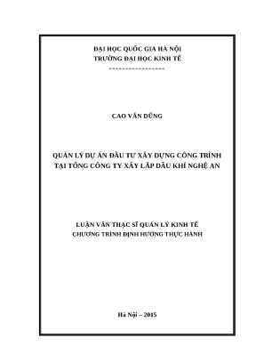 Luận văn quản lý dự án đầu tư xây dựng công trình tại tổng công ty xây lắp dầu khí nghệ an