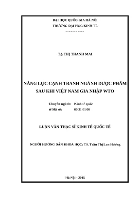 Luận văn năng lực cạnh tranh ngành dược phẩm sau khi việt nam gia nhập wto