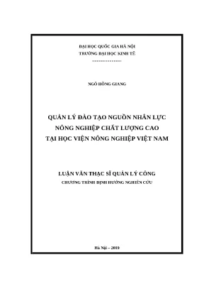 Luận văn quản lý đào tạo nguồn nhân lực nông nghiệp chất lượng cao tại học viện nông nghiệp việt nam