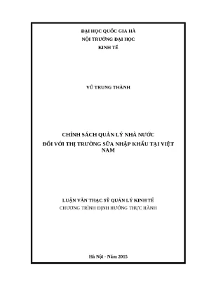 Luận văn chính sách quản lý nhà nước đối với thị trường sữa nhập khẩu tại việt nam
