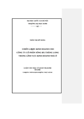 Luận văn chiến lược kinh doanh cho công ty cổ phần sông đà thăng long trong lĩnh vực kinh doanh nhà ở
