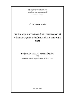 Luận văn chuẩn mực và thông lệ hải quan quốc tế về khung quản lý rủi ro