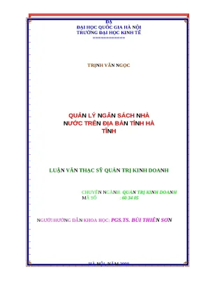 Luận văn quản lý ngân sách nhà nước trên địa bàn tỉnh hà tĩnh