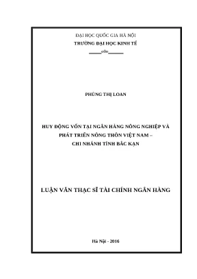 Luận văn huy động vốn tại ngân hàng nông nghiệp và phát triển nông thôn việt nam chi nhánh tỉnh bắc kạn
