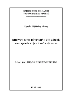 Luận văn khu vực kinh tế tư nhân với vấn đề giải quyết việc làm ở việt nam