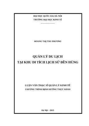 Luận văn quản lý du lịch tại khu di tích lịch sử đền hùng