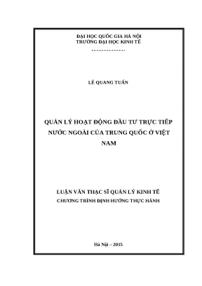 Luận văn quản lý hoạt động đầu tư trực tiếp nước ngoài của trung quốc ở việt nam quản lý kinh tế