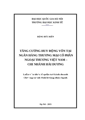 Luận văn tăng cường huy động vốn tại ngân hàng thương mại cổ phần ngoại thương việt nam chi nhánh hải dương