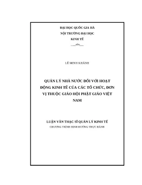 Luận văn quản lý nhà nước đối với hoạt động kinh tế của các tổ chức đơn vị thuộc giáo hội phật giáo việt nam