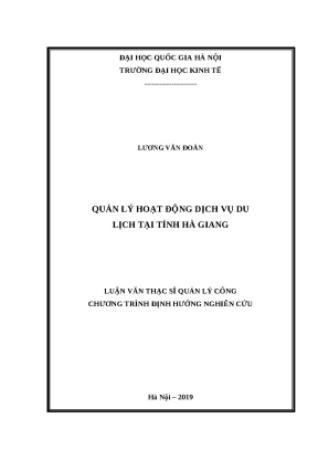 Luận văn quản lý hoạt động dịch vụ du lịch tại tỉnh hà giang