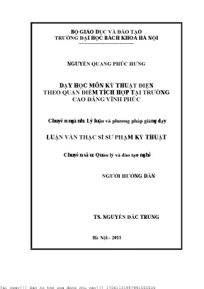 Dạy họ môn kỹ thuật điện theo quan điểm tíh hợp tại trường cao đẳng vĩnh phú