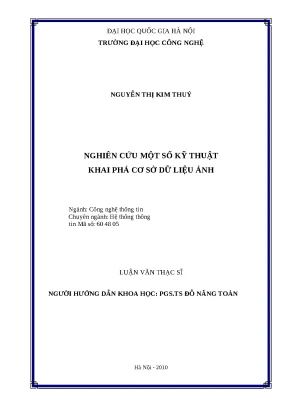Luận văn nghiên cứu một số kĩ thuật khai phá cơ sở dữ liệu ảnh