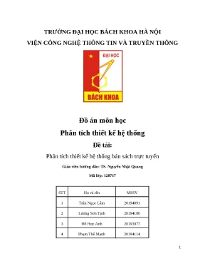 Đồ án môn học phân tích thiết kế hệ thống đề tài phân tích thiết kế hệ thống bán sách trực tuyến