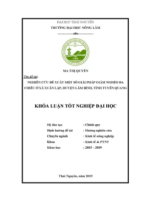 Khóa luận tốt nghiệp nghiên cứu và đề xuất một số giải pháp giảm nghèo đa chiều ở xã xuân lập huyện lâm bình tỉnh tuyên quang
