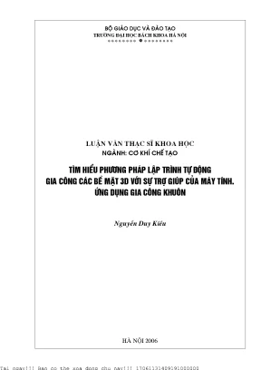 Tìm hiểu phương pháp lập trình tự động gia ông á bề mặt 3d với sự trợ giúp ủa máy tính ứng dụng gia ông khuôn