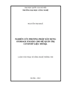 Luận văn nghiên cứu phương pháp xây dựng storage engine cho hệ quản trị cơ sở dữ liệu mysql