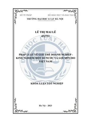 Pháp luật về giải thể doanh nghiệp kinh nghiệm một số nước và gợi mở cho việt nam