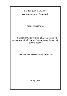 Luận văn nghiên cứu hệ thống quản lý mạng hp openview và xây dựng ứng dụng quản trị hệ thống mạng
