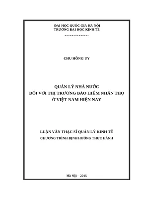 Luận văn quản lý nhà nước đối với thị trường bảo hiểm nhân thọ ở việt nam hiện nay