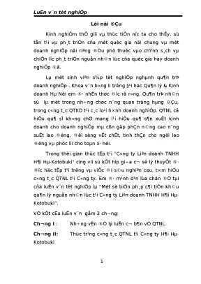 Một số biện pháp cải tiến khâu quản lý nguồn nhân lực tại công ty liên doanh tnhh hải hà kotobuki