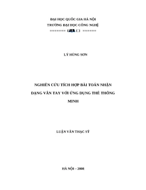 Luận văn nghiên cứu tích hợp bài toán nhận dạng vân tay với ứng dụng thẻ thông minh