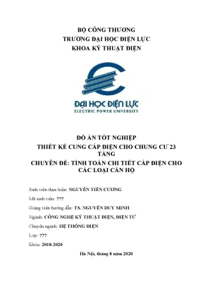 Đồ án tốt nghiệp thiết kế cung cấp điện cho chung cư 23 tầng chuyên đề tính toán chi tiết cấp điện cho các loại căn hộ