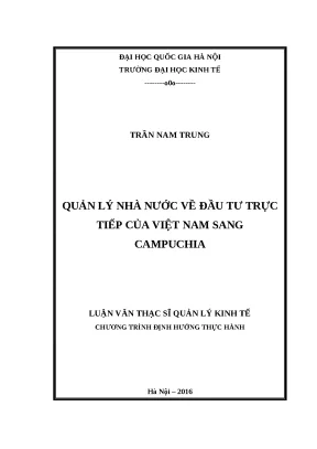 Luận văn quản lý nhà nước về đầu tư trực tiếp của việt nam sang campuchia