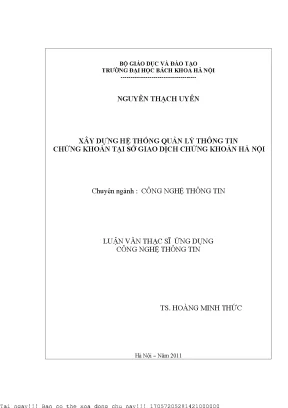 Xây dựng hệ thống quản lý thông tin hứng khoán tại sở giao dịh hứng khoán hà nội