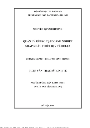 Quản lý rủi ro tại doanh nghiệp nhập khẩu thiết bị y tế delta